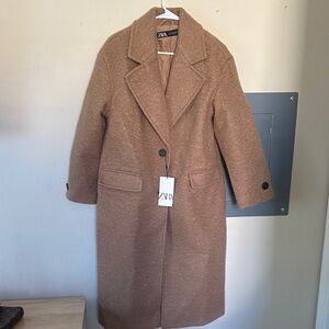Zara Women's Brown Sherpa Coat